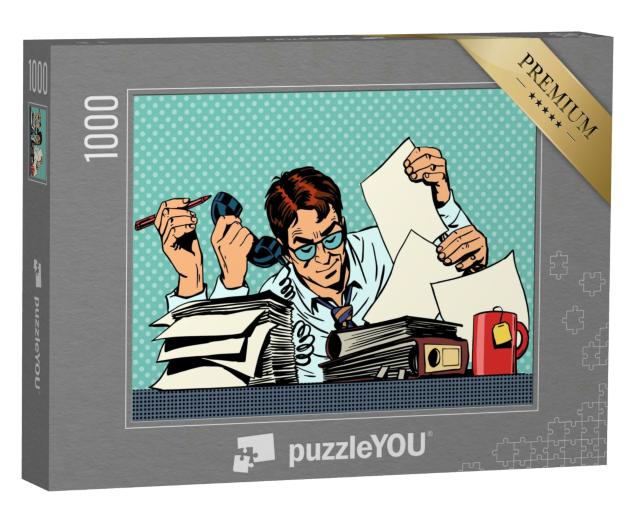 Puzzle 1000 Teile „Geschäftsmann arbeitet an Papieren, Schreibtisch“