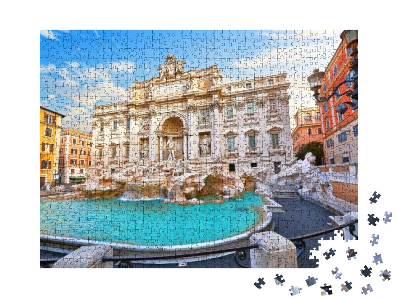 Puzzle 1000 Teile „Trevi-Brunnen mit mittelalterlichen Häusern, Rom, Italien“