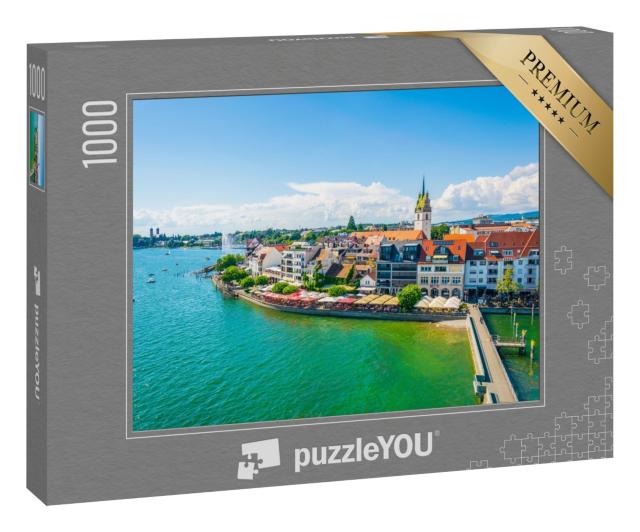 Puzzle 1000 Teile „Panorama vom Yachthafen der Stadt Friedrichshafen, Zermatt“