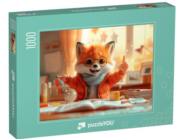 Puzzle 1000 Teile „Fuchs Finny in der Schule“