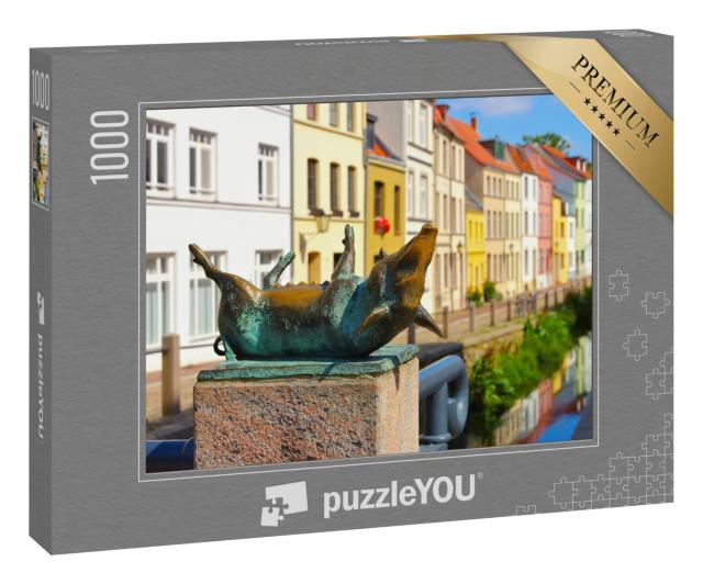 Puzzle 1000 Teile „Altstadt von Wismar in Norddeutschland mit Schweinsbrücke“