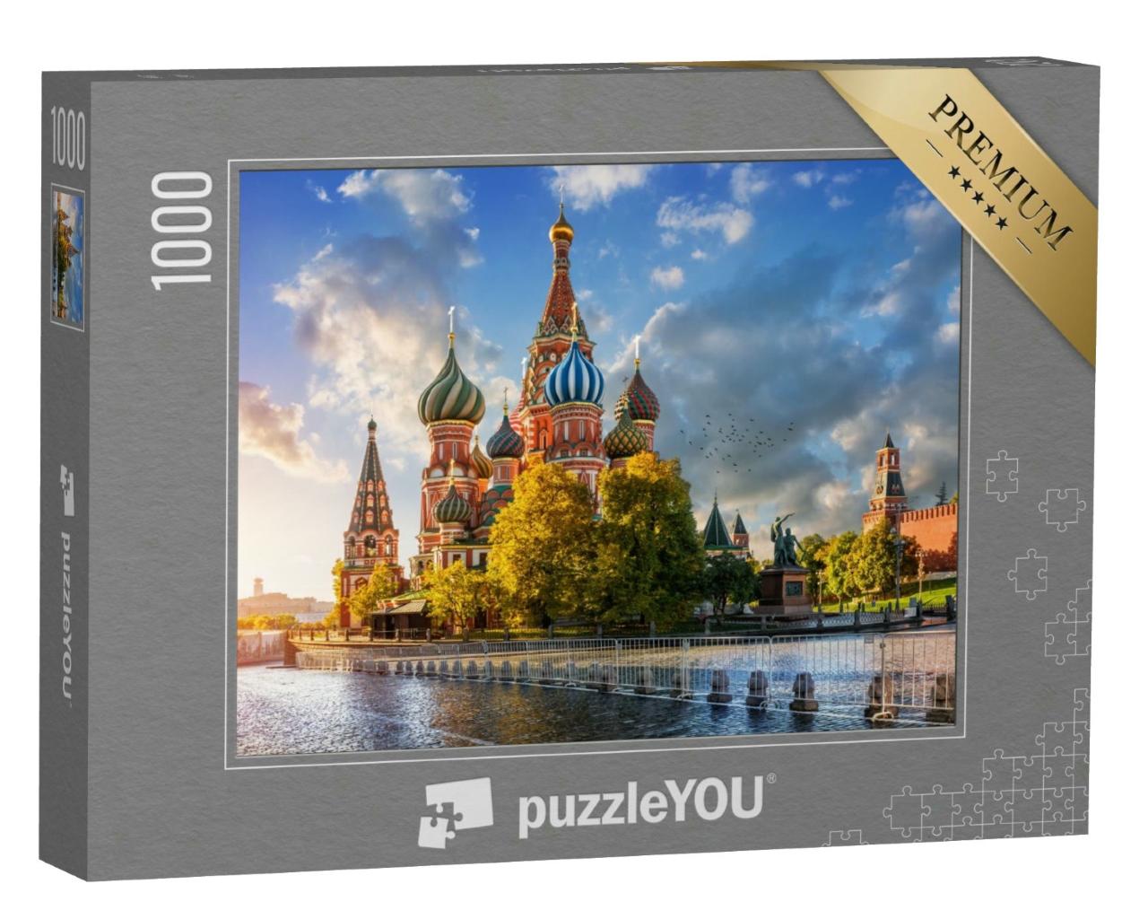 Puzzle 1000 Teile „Herbstmorgen an der Basilius-Kathedrale auf dem Roten Platz in Moskau“