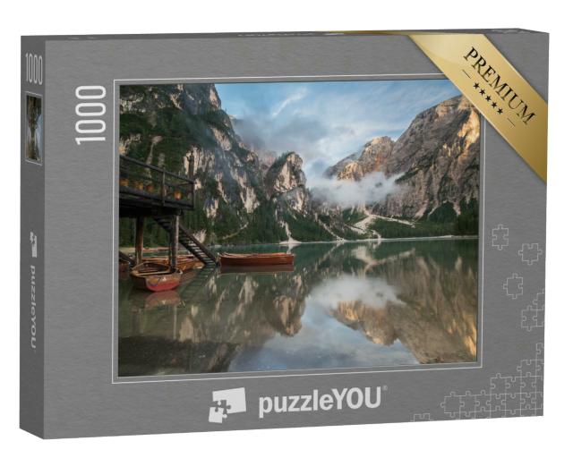 Puzzle 1000 Teile „Pragser Wildsee, Lago di Braies, Naturpark Fanes-Sennes-Prags, Dolomiten“