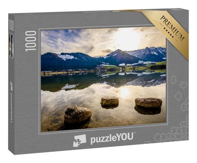 Puzzle 1000 Teile „Wilder Kaiser und Zahmer Kaiser am Walchsee in Österreich“