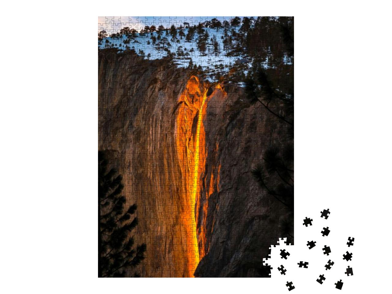 Puzzle 1000 Teile „Yosemite Firefall im Sonnenuntergang, Kalifornien, USA“