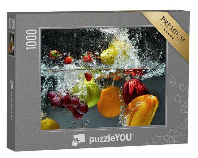 Puzzle 1000 Teile „Frisches Obst und Gemüse, das unter Wasser getaucht wird“