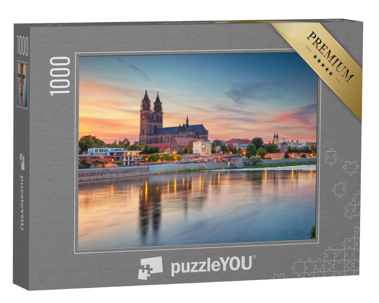 Puzzle 1000 Teile „Stadtbild Bild von Magdeburg mit Elbe, Deutschland“
