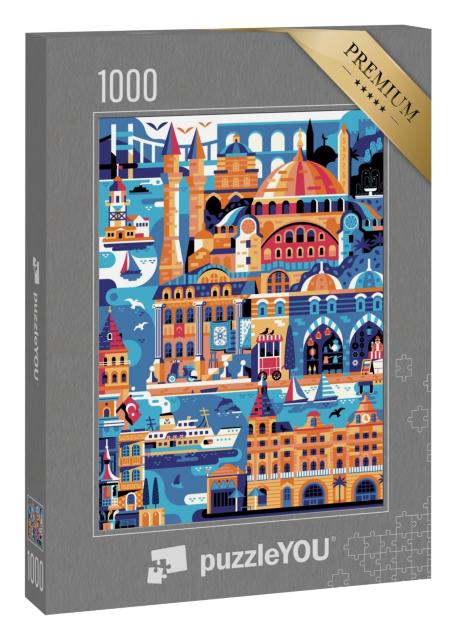 Puzzle 1000 Teile „Illustration: Wahrzeichen von Istanbul“