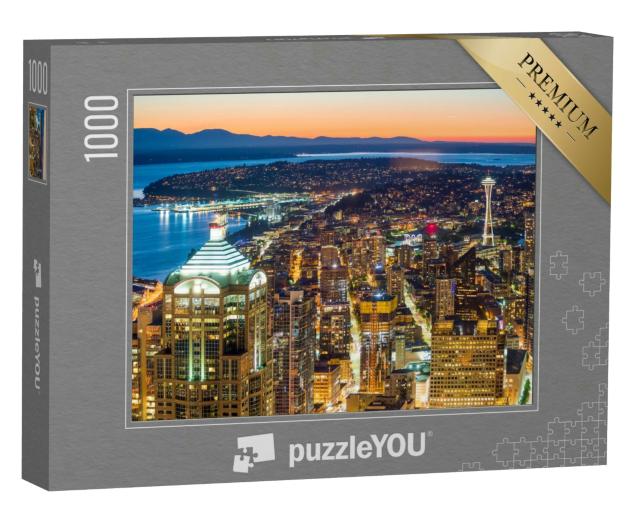Puzzle 1000 Teile „Seattle im Abendlicht, Washington, USA“