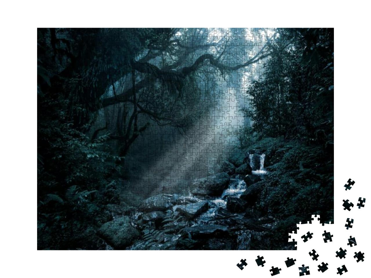 Puzzle 1000 Teile „Tiefer tropischer Dschungel in der Dunkelheit“