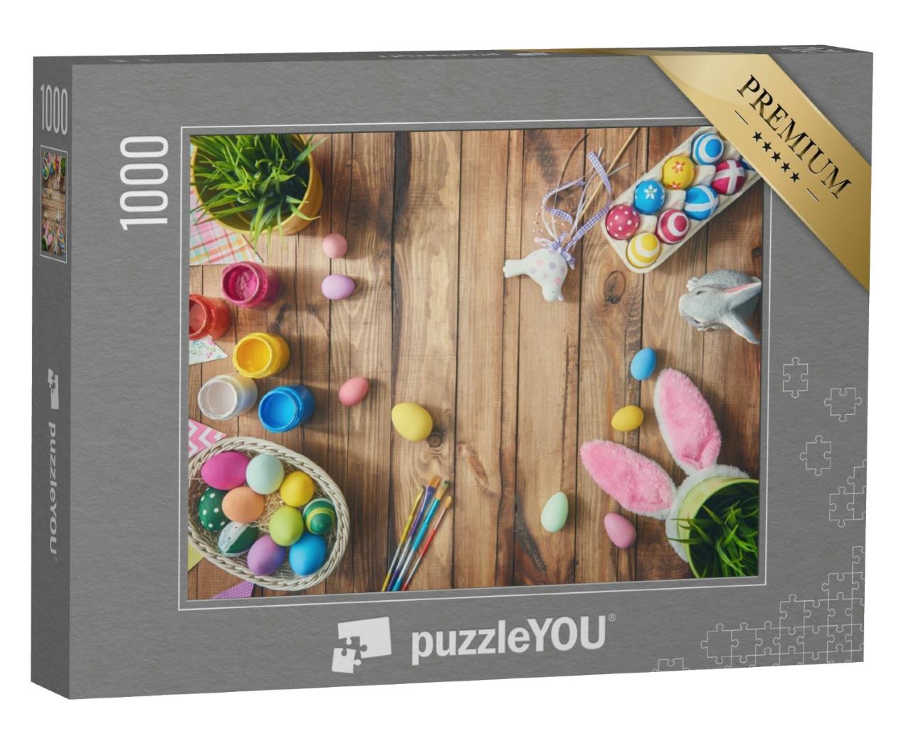 Puzzle 1000 Teile „Frohe Ostern! Ostereier als Tischdekoration für die Feiertage“