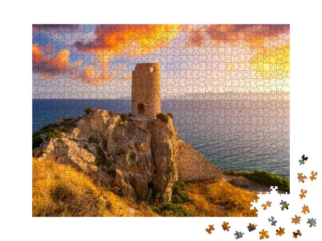 Puzzle 1000 Teile „Torre del Prezzemolo, ein alter Küstenturm in Cagliari, Sardinien, Italien“