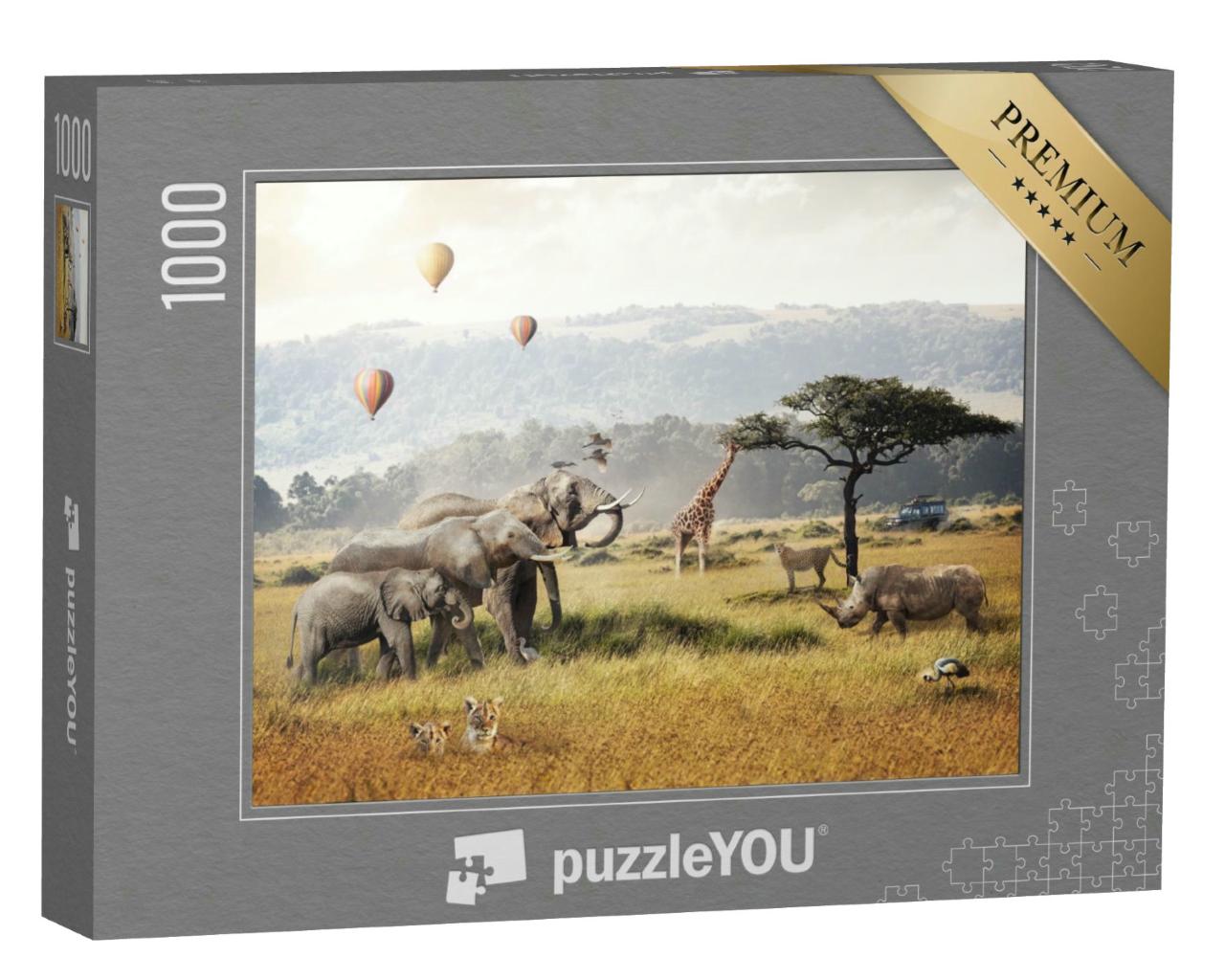 Puzzle 1000 Teile „Heißluftballons und Safari in Kenia“