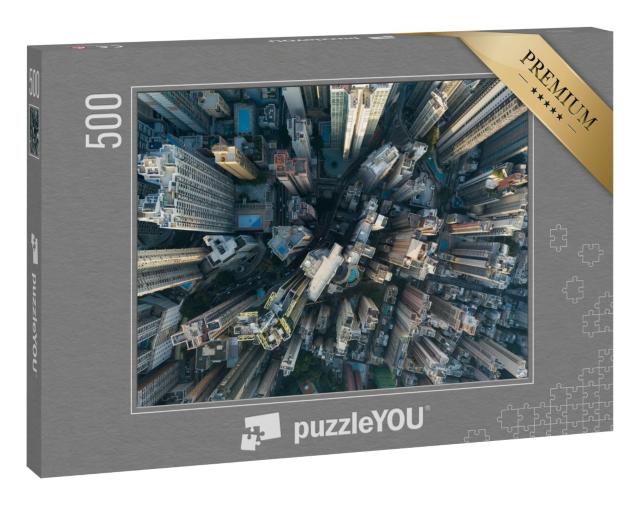 Puzzle 500 Teile „Beeindruckende Ansicht von oben: Wolkenkratzer von Hongkong“