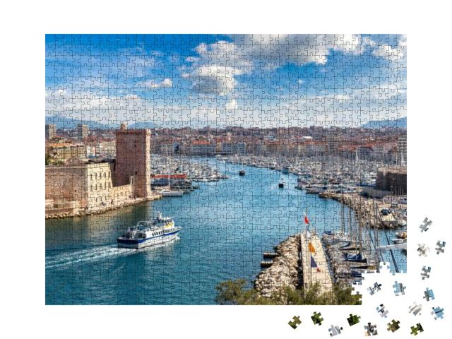 Puzzle 1000 Teile „Schloss Saint Jean und der Vieux Port in Marseille, Frankreich“