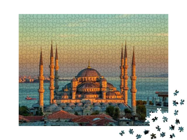 Puzzle 1000 Teile „Blaue Moschee bei Sonnenuntergang, Istanbul, Sultanahmet-Park“