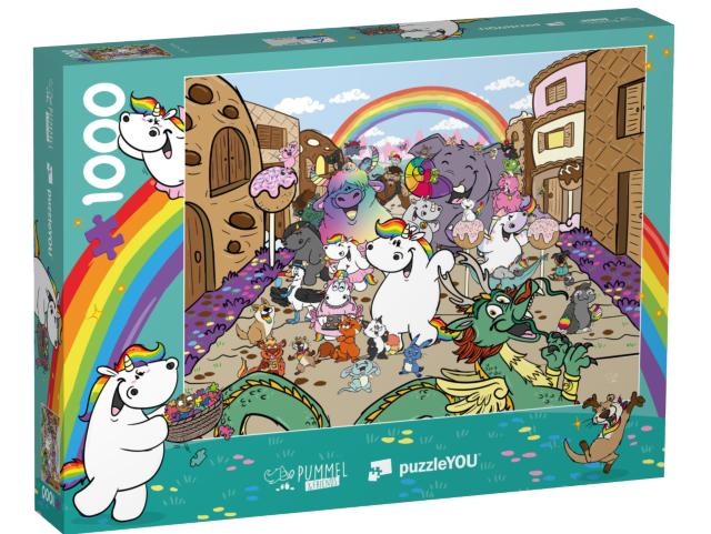 Puzzle 1000 Teile „Pummeleinhorn: Pummel & Friends - Glitzerweltler“