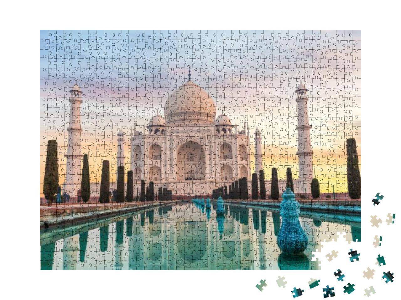 Puzzle 1000 Teile „Sehenswürdigkeit Taj Mahal ohne Menschen tagsüber, Agra, Indien“