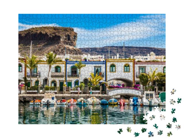 Puzzle 1000 Teile „Traditionelle bunte Gebäude mit Booten, Gran Canaria, Spanien“