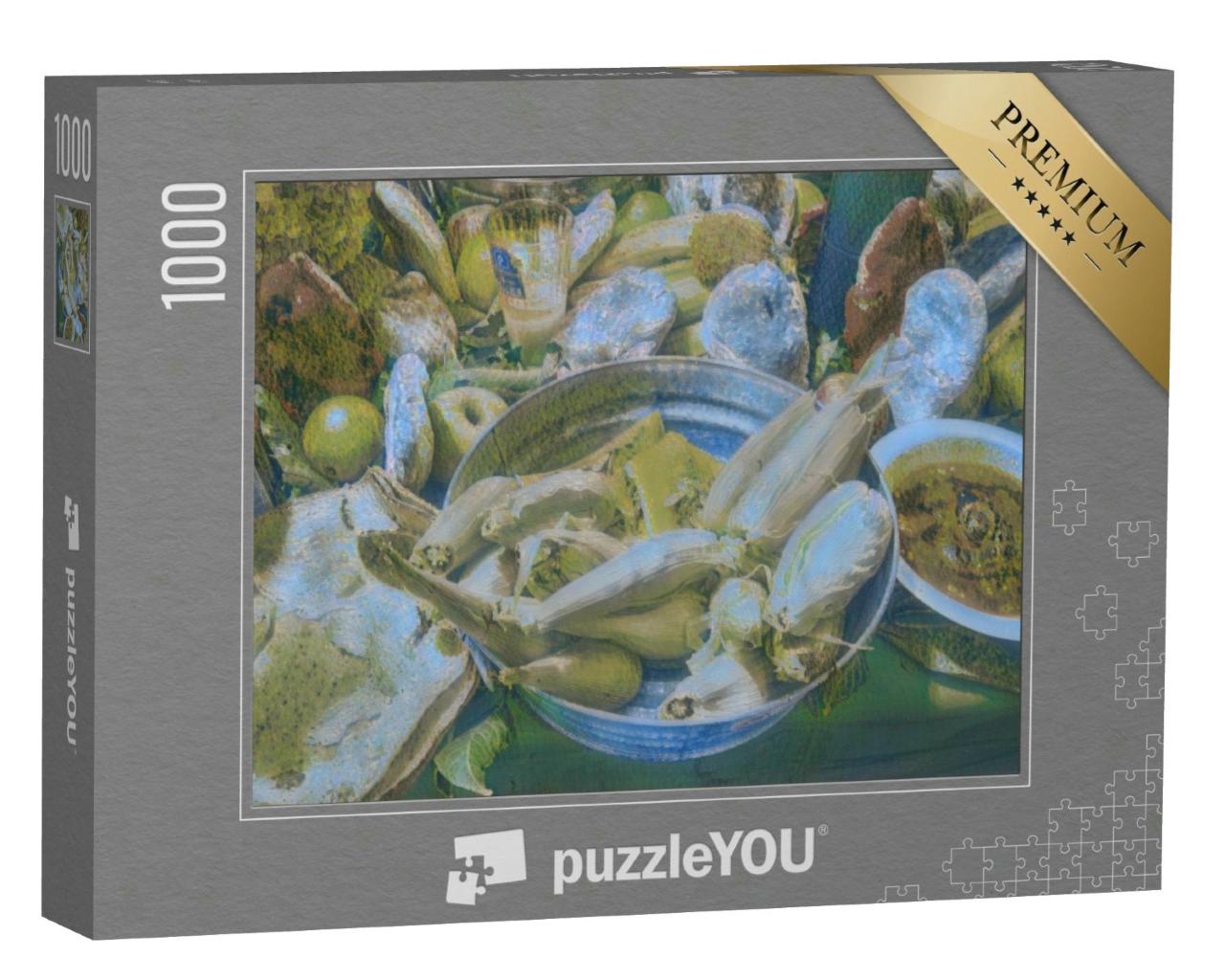 Puzzle 1000 Teile „im Kunst-Stil von Claude Monet - Altar am traditionellen Tag der Toten“