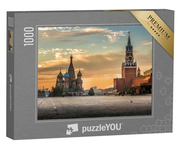 Puzzle 1000 Teile „Die Basilius-Kathedrale in der Dämmerung, Moskau“