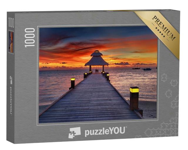 Puzzle 1000 Teile „Glühender Sonnenuntergang über dem Indischen Ozean, Malediven“