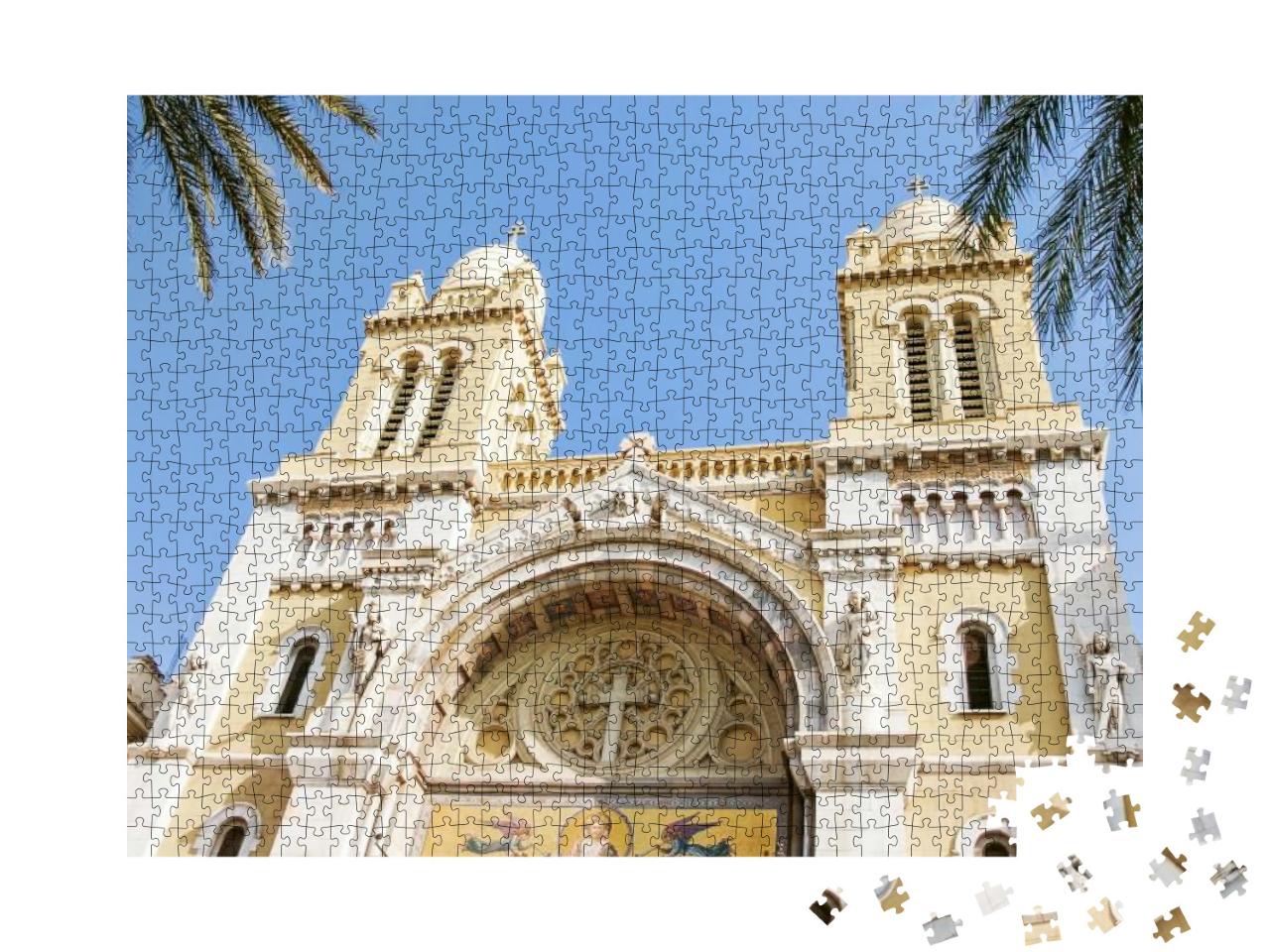 Puzzle 1000 Teile „Ville Nouvelle: Blick auf die Kathedrale des Heiligen Vinzenz, Tunis, Tunesien“