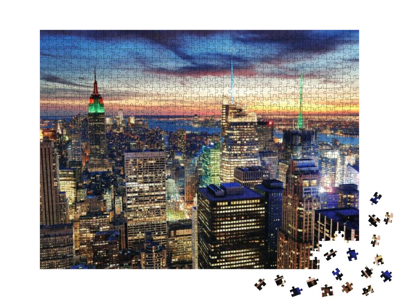Puzzle 1000 Teile „Wolkenkratzer von New York City im Sonnenuntergang“