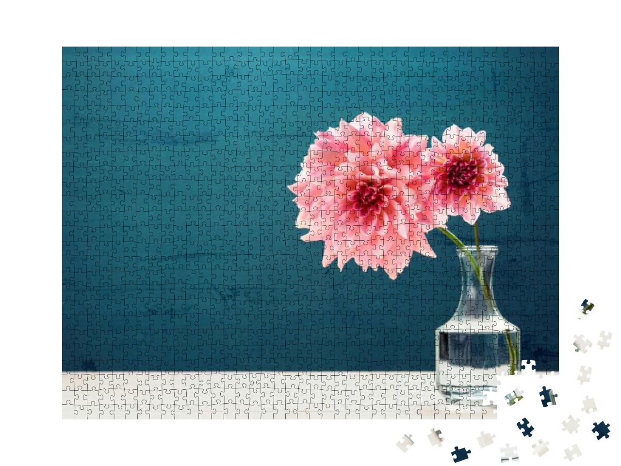Puzzle 1000 Teile „Schöne rosa Blumen mit Vase“