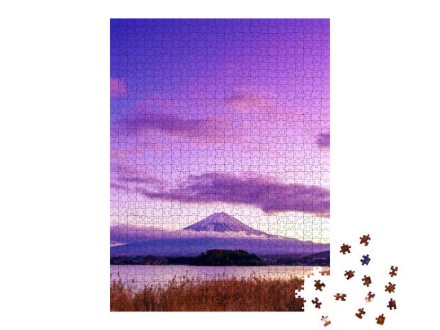 Puzzle 1000 Teile „Mystischer Berg Fuji, Blick vom See Kawaguchi, Japan“