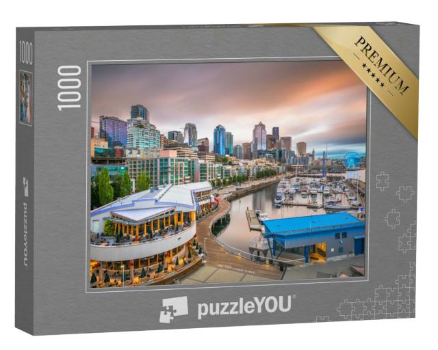 Puzzle 1000 Teile „Abenddämmerung in Seattle, Washington, USA“