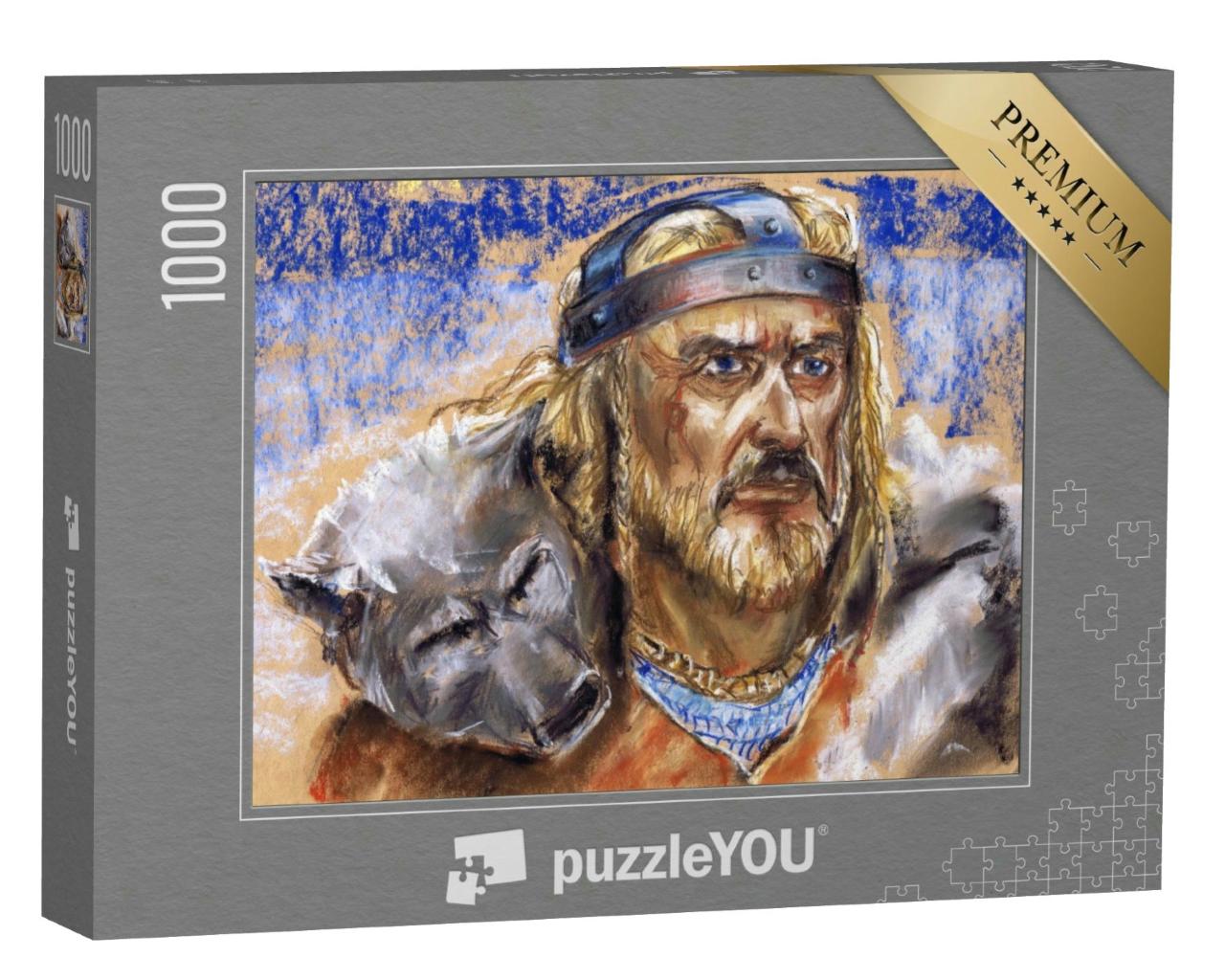Puzzle 1000 Teile „Illustration: Kriegerhalbgott der Vikinger“