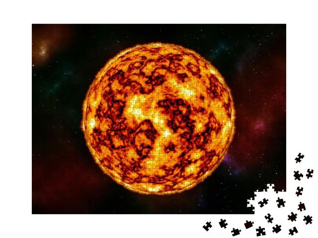 Puzzle 1000 Teile „Sonne im Weltraum mit Plasmahintergrund“