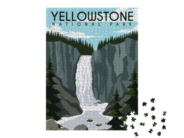 Puzzle 1000 Teile „Vektor-Illustration: Yellowstone National Park“
