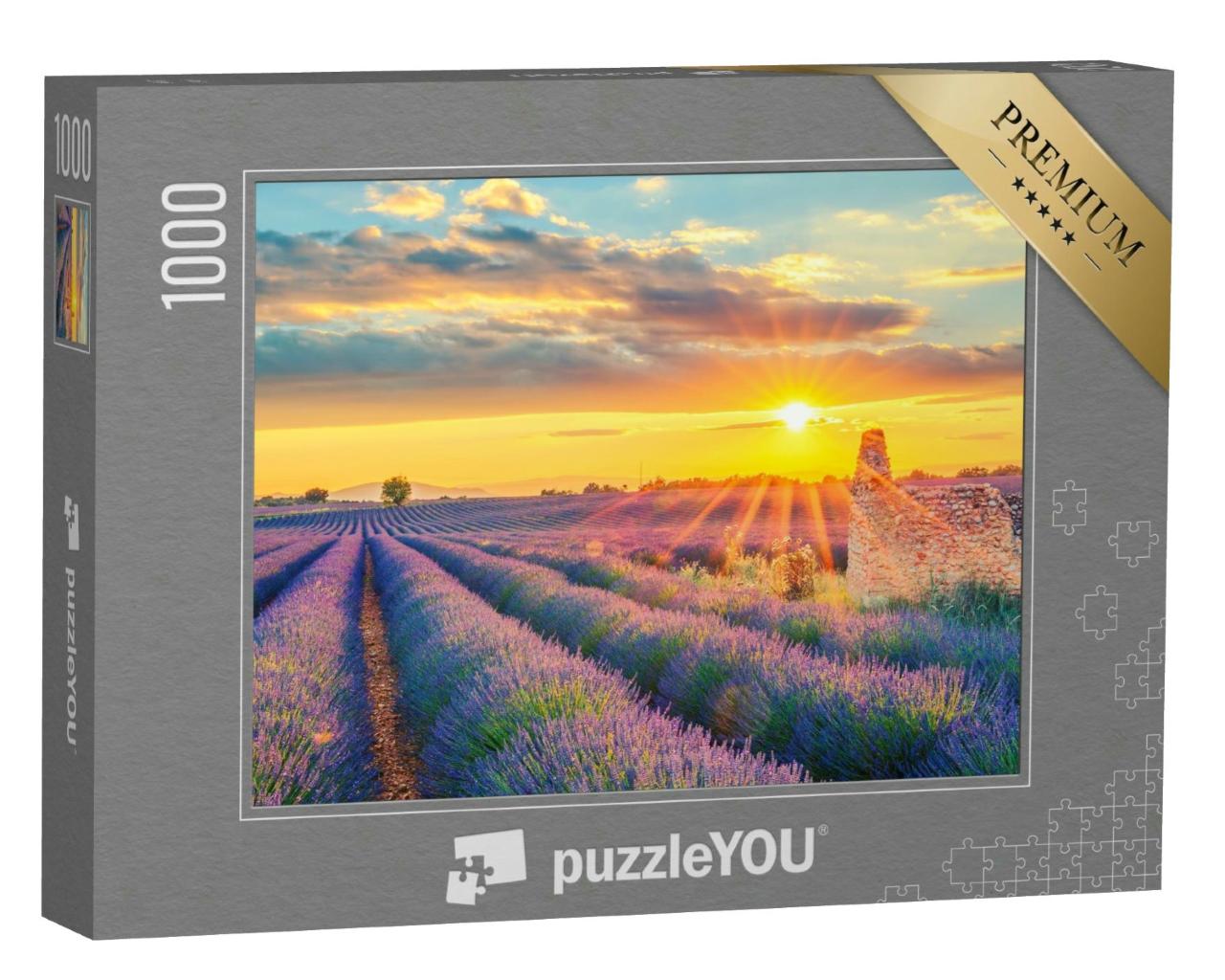 Puzzle 1000 Teile „Frankreich: Lavendelfeld im Sonnenuntergang“