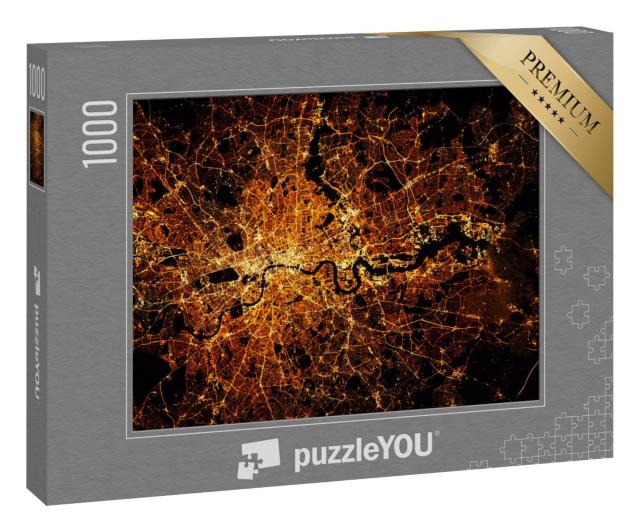Puzzle 1000 Teile „London: Stadtplan mit Lichtern bei Nacht“