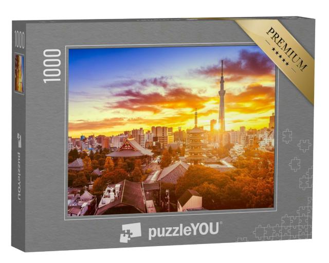 Puzzle 1000 Teile „Tokio, Japan: Senso-ji-Tempel und des Skytree in der Morgendämmerung“