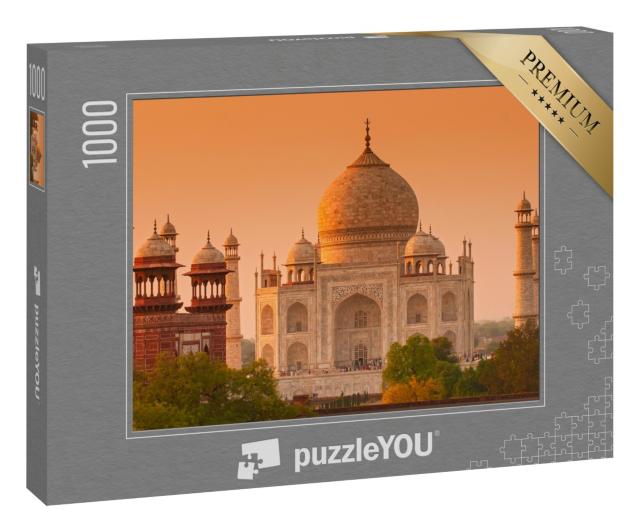 Puzzle 1000 Teile „Taj Mahal bei Sonnenaufgang, Agra, Uttar Pradesh, Indien“
