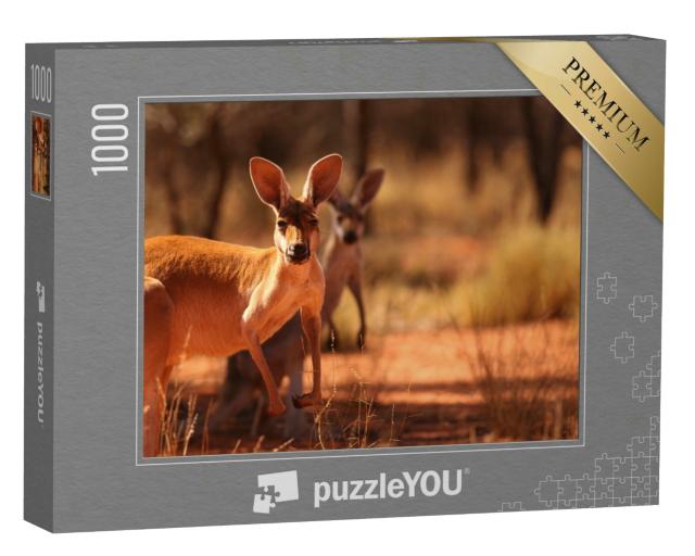 Puzzle 1000 Teile „Kängurus im roten Sand des zentralen Outbacks von Australien“
