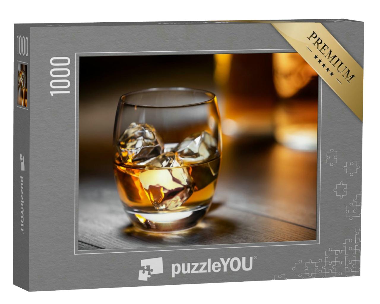 Puzzle 1000 Teile „Elegantes und erfrischendes Glas Scotch- oder Bourbon-Whisky auf Eis“