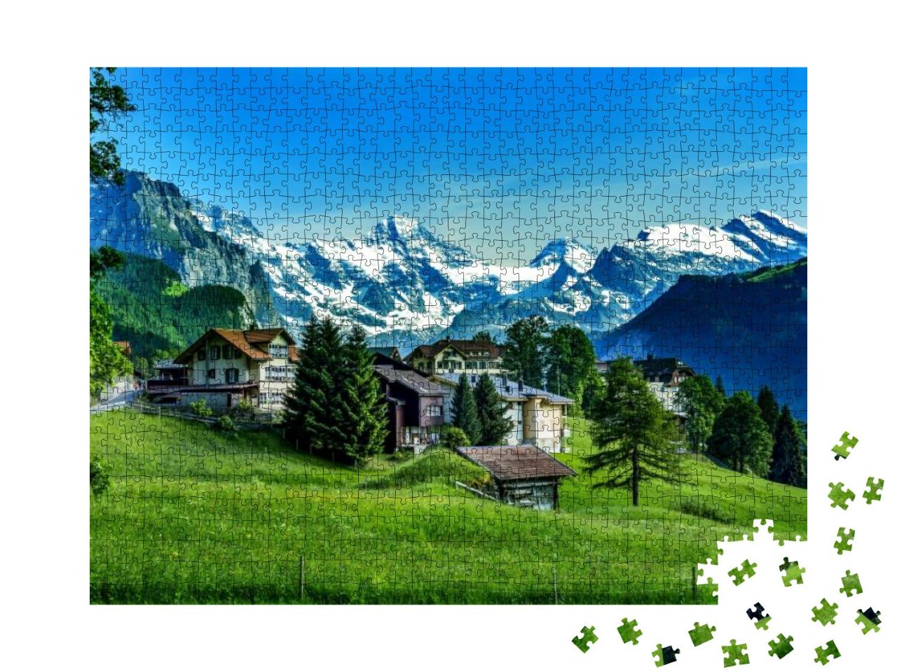 Puzzle 1000 Teile „Schweizer Alpen mit Jungfraujoch“