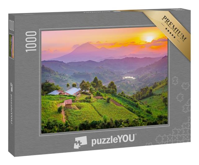 Puzzle 1000 Teile „Unglaubliche Landschaft und Farben: Sonnenuntergang in Kisoro, Uganda“