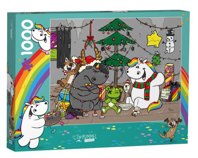 Puzzle 1000 Teile „Pummeleinhorn: Pummel & Friends - Grummel-Weihnachten“