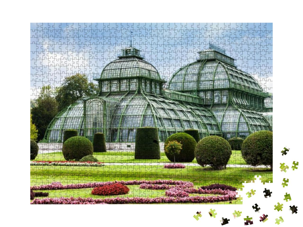 Puzzle 1000 Teile „Das Palmenhaus, Gewächshaus im Garten von Schloss Schönbrunn, Wien“