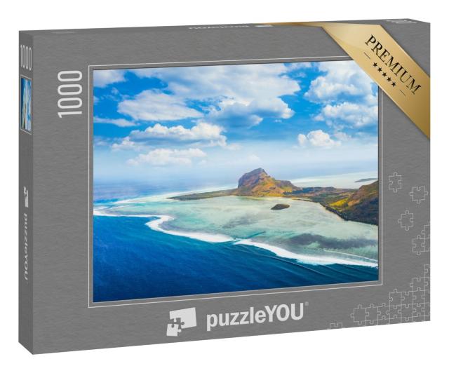 Puzzle 1000 Teile „Wunderschöne Luftaufnahme der Halbinsel Le Morne Brabant auf Mauritius“