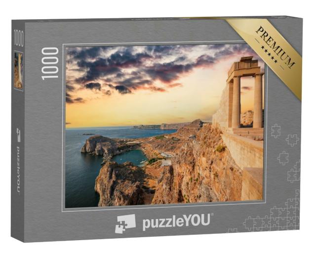 Puzzle 1000 Teile „Weißgetünchtes Dorf Lindos auf Rhodes, Griechenland“