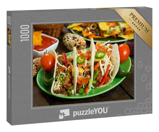 Puzzle 1000 Teile „Frisch zubereitete Rindfleisch-Tacos“