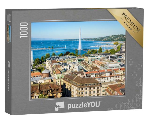 Puzzle 1000 Teile „Blick über Genf und den Genfer See, Schweiz“