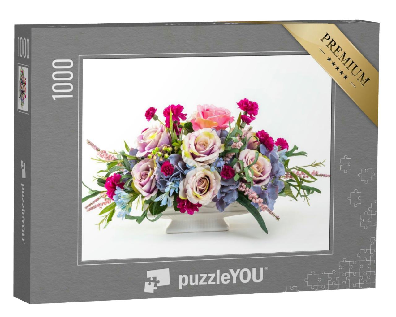 Puzzle 1000 Teile „Blumenstrauß aus Rosen, Hortensien, Beeren und Nelken“