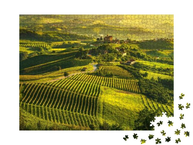 Puzzle 1000 Teile „Weinbrge: Grinzane Cavour, UNESCO-Stätte im Piemont“